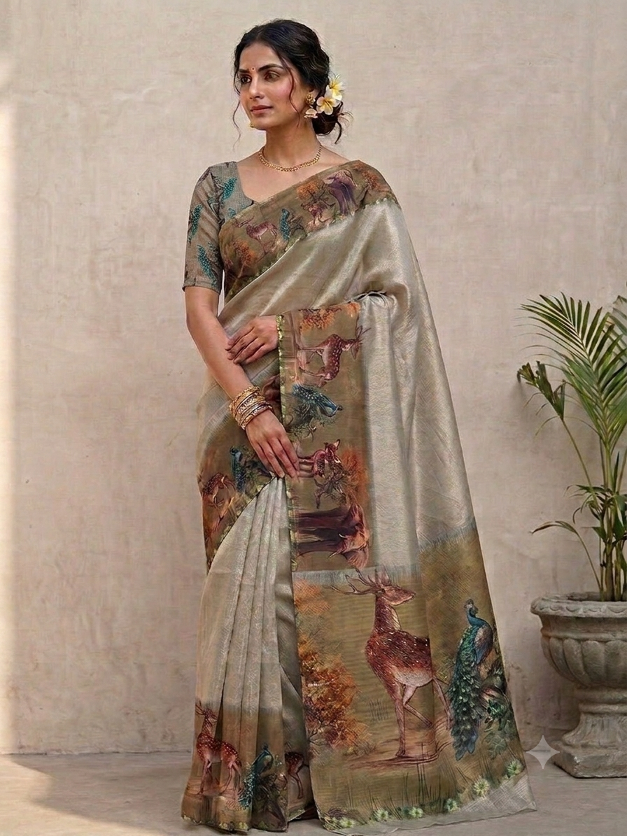 Handwoven silk saree with blouse piece