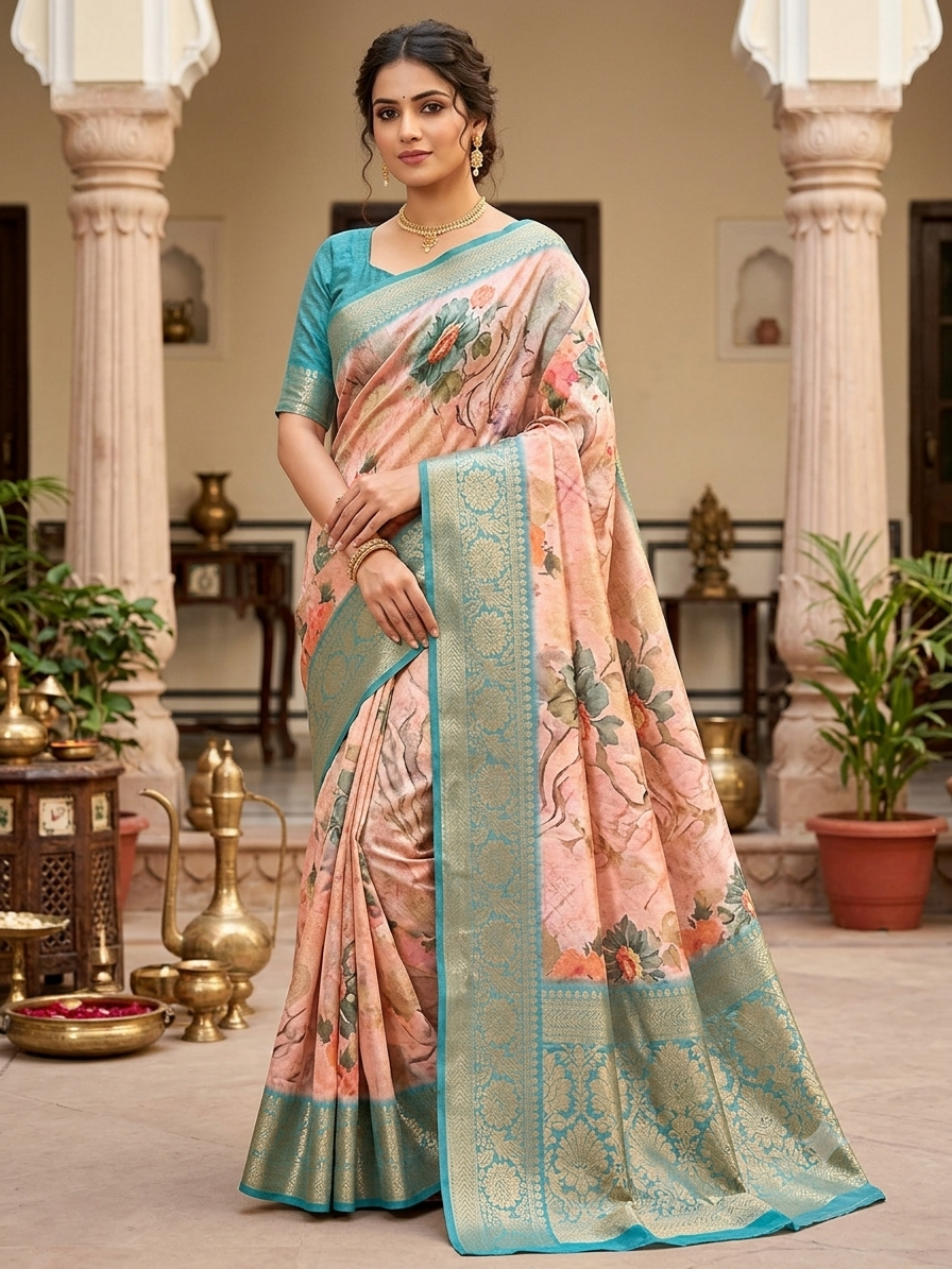 Handwoven Silk Saree with blouse piece