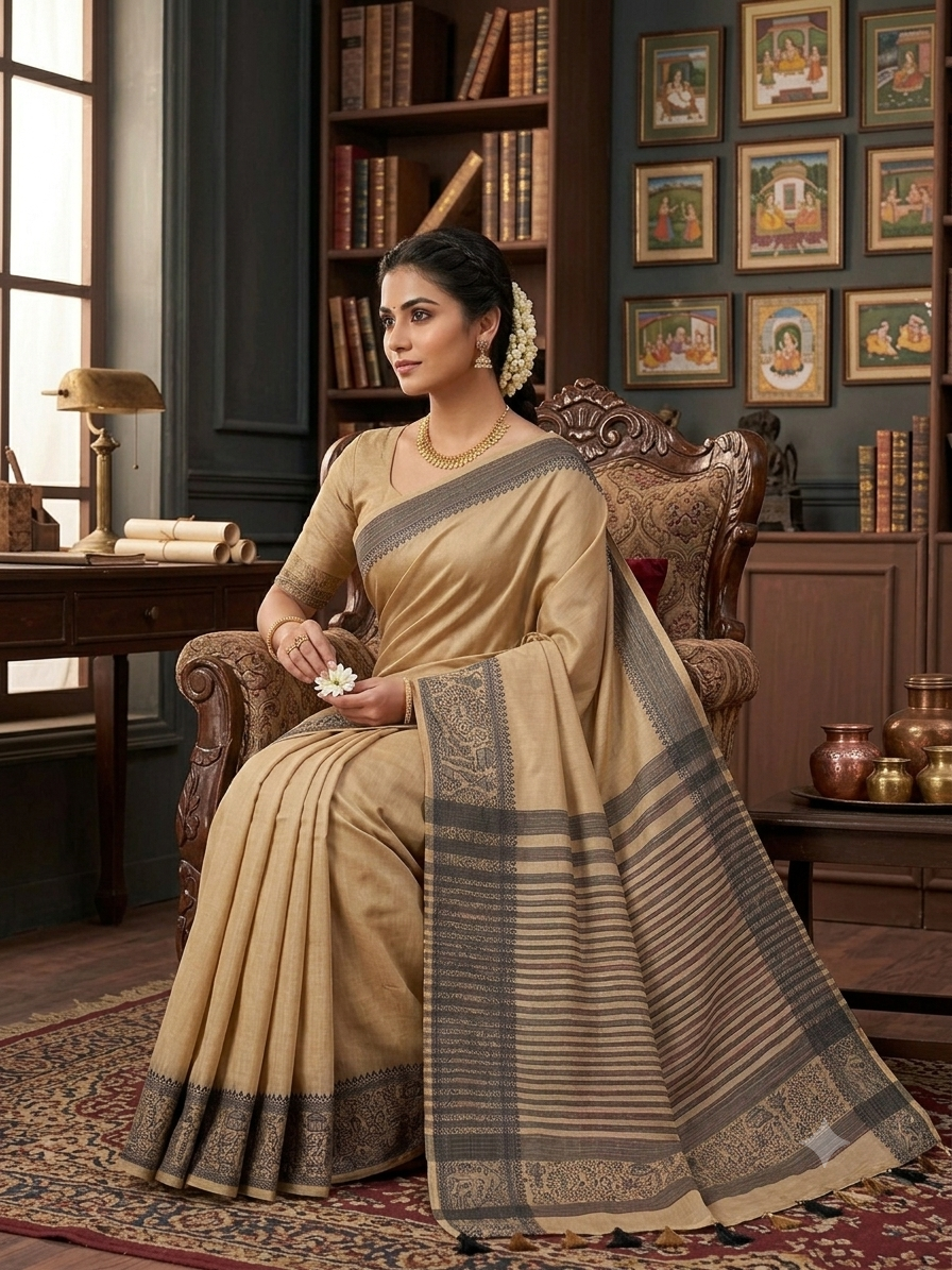 Handloom Cotton Silk Saree with blouse piece