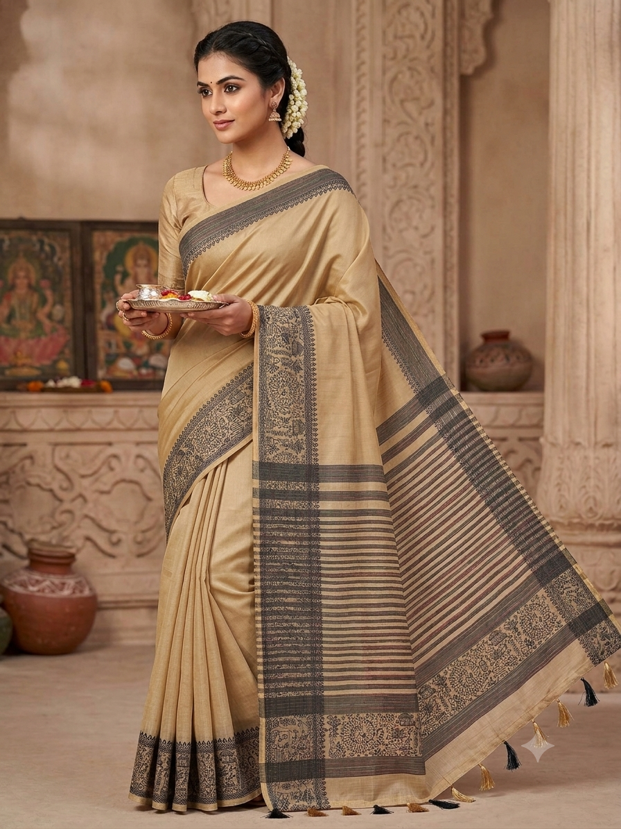 Handloom Cotton Silk Saree with blouse piece