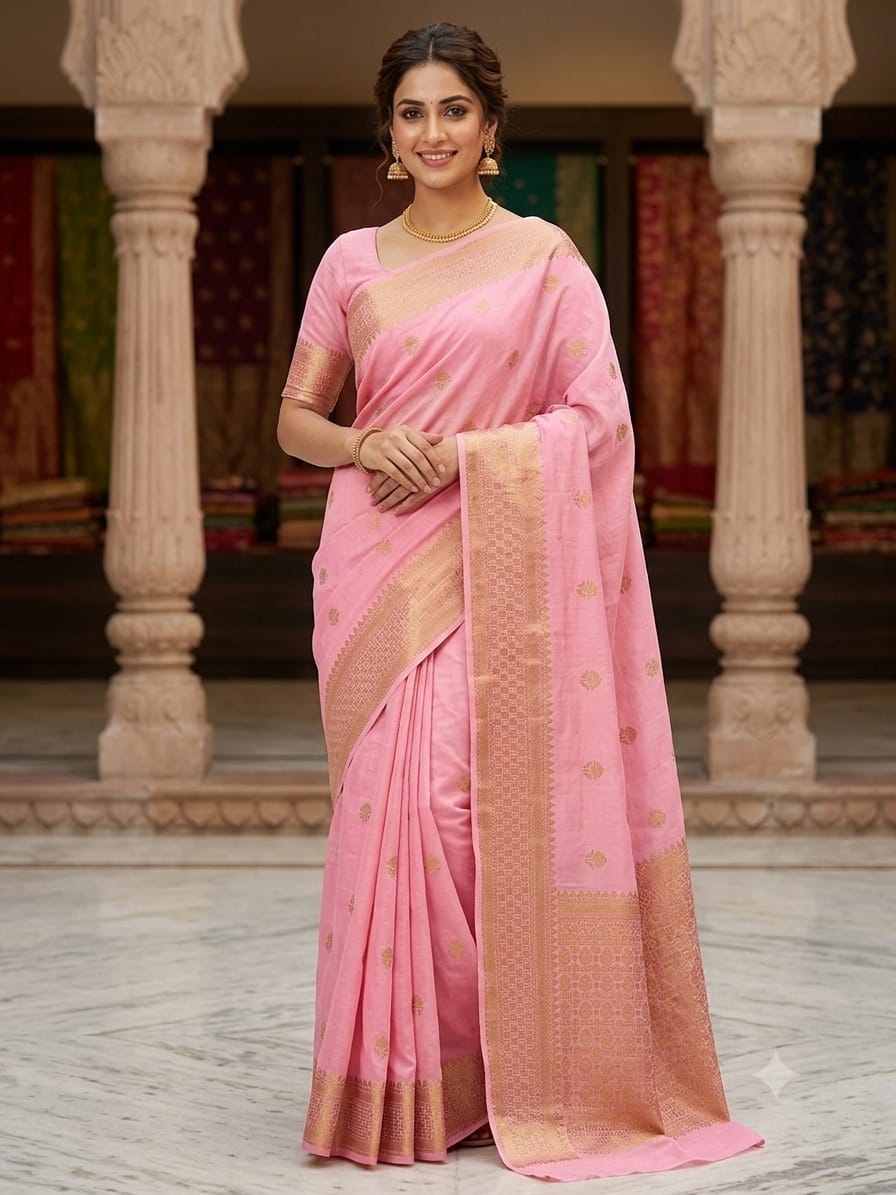 Premium Cotton Silk Saree with blouse piece